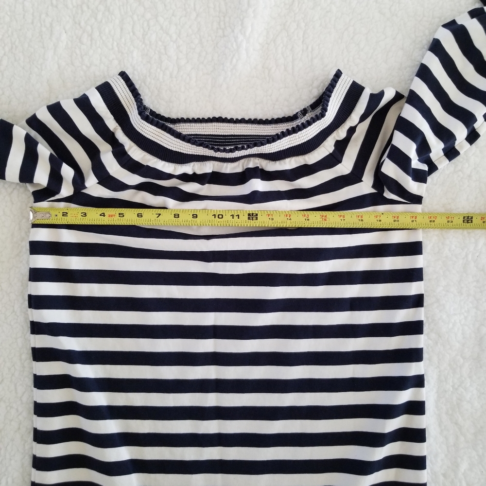 J. CREW Off the Shoulder Striped Cotton Mini Dress Size L - Picture 11 of 14